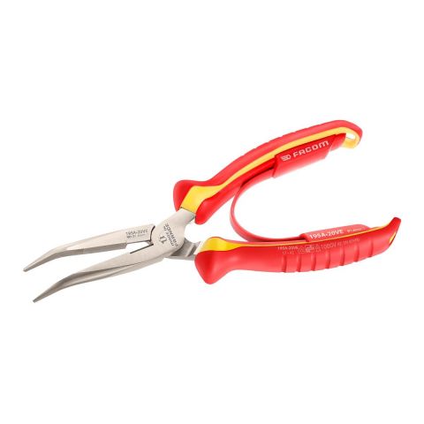 FACOM 195A.20VE - 200mm Insulated Angled Long Half-Round Combination Comfort Grip Pliers