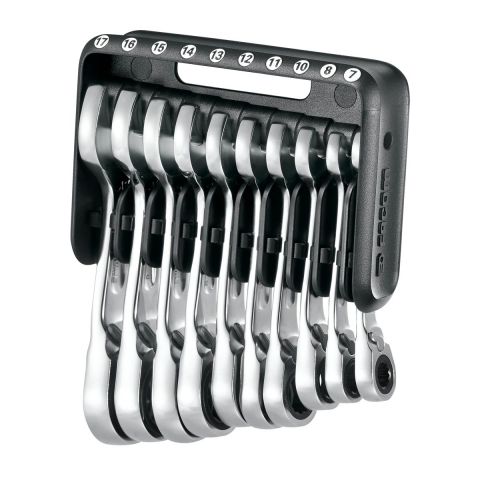 FACOM 467BS.JP10PB - 10pc Metric Stubby Ratchet Combination Spanner Set + Clip