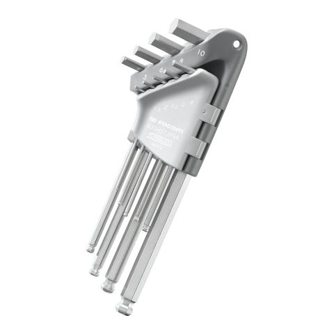 FACOM 83SHST.JP9A - 9pc Long Metric Ball Hex Stainless Steel Key Clip Set