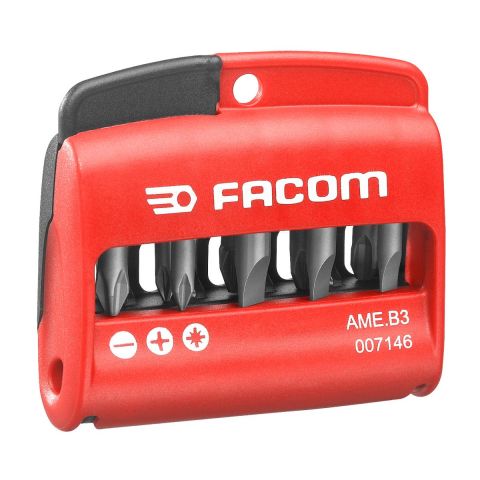FACOM AME.B3 - 9pc SL+PZ+PH 1/4" Hex Drive 25mm Screwbit Set