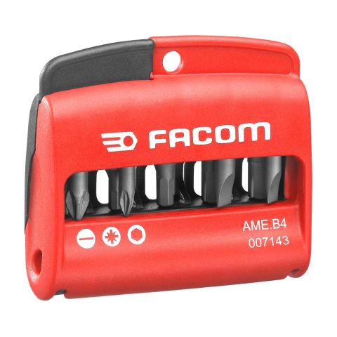 FACOM AME.B4 - 9pc SL+PZ+HX 1/4" Hex Drive 25mm Screwbit Set