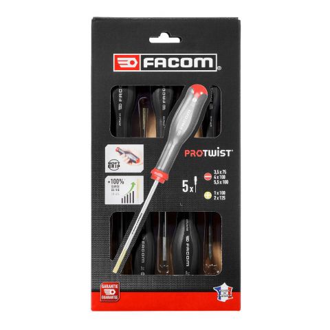 FACOM AT.5PB - 5pc Slotted Pozidriv Screwdriver Set