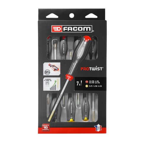 FACOM AT.7PB - 7Pc Slotted Phillips Protwist Screwdriver Set