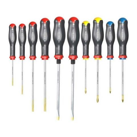 FACOM AT.J10 - 10Pc Slotted Pozidriv Phillips Protwist Screwdriver Set