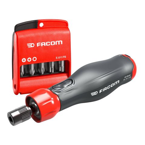 FACOM ATPA4V.J12APB - 4V E-Protwist Screwdriver + 10pc PH+PZ+TX 1/4" Hex Drive 50mm Screwbit Set