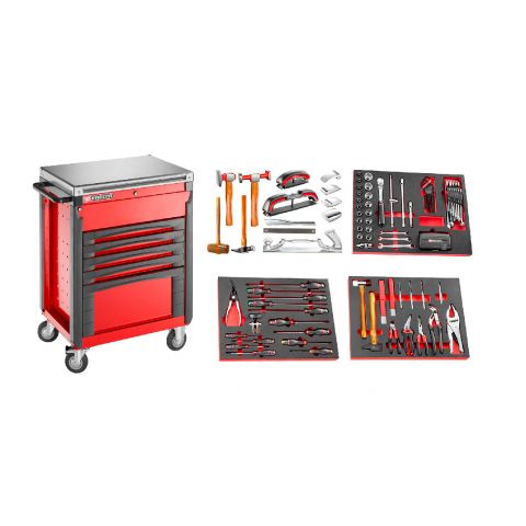 FACOM CRT4.CMCAR - 128pc Automotive Metric Tool Kit In Foam Modules + Roller Cabinet
