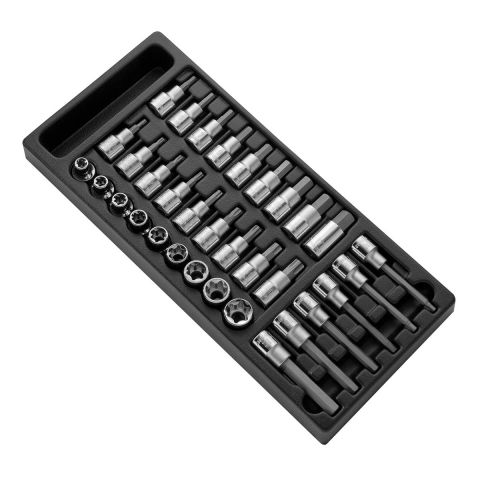 EXPERT by FACOM E032922 - 33pc 1/2" Square Drive Metric Hex + Torx Bit + Torx Socket Module