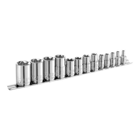 EXPERT by FACOM E034801 - 13pc 1/4" + 3/8" + 1/2" Square Drive Torx Socket Set + Rail