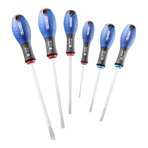 EXPERT by FACOM E160903 - 6pc Slotted Pozidriv Comfort Grip Screwdriver Set