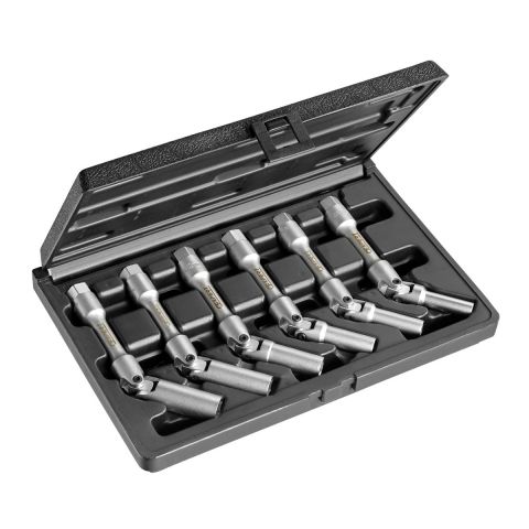 EXPERT by FACOM E200311 - 6pc 3/8'' Square Drive Long Hinged Metric 6Pt Glow Plug Socket Set + Case