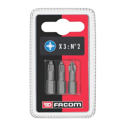 FACOM ED102T.J3 - PZ2 3pk Pozidriv 1/4" Hex Drive 25mm Pro Screwbit