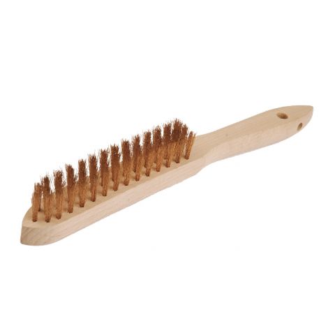 ENDRES 1750008S - 3 Rows Non-Sparking Wood Handle Flat Bronze Wire Hand Brush