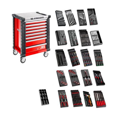 FACOM JET.3CM232CH - 234pc General Metric Tool Kit In Module Trays + Roller Cabinet Red