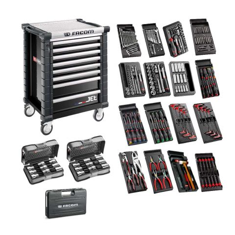 FACOM JET.9GM3-250 - 247pc General Metric Tool Kit In Module Trays + Roller Cabinet Black