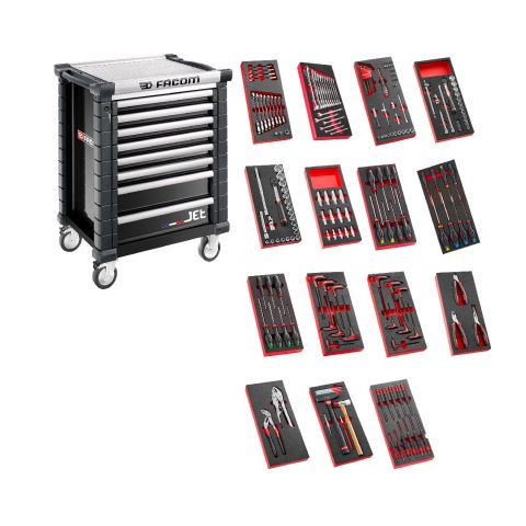 FACOM JET3.CMM194GCH - 192pc General Metric Tool Kit In Module Trays + Roller Cabinet Black
