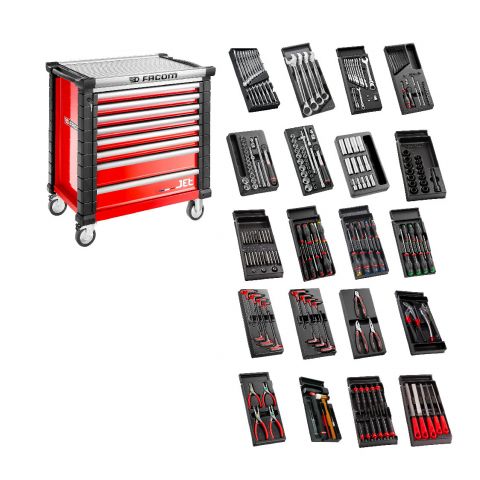 FACOM JET4.CM232CH - 233pc General Metric Tool Kit In Module Trays + Roller Cabinet Red