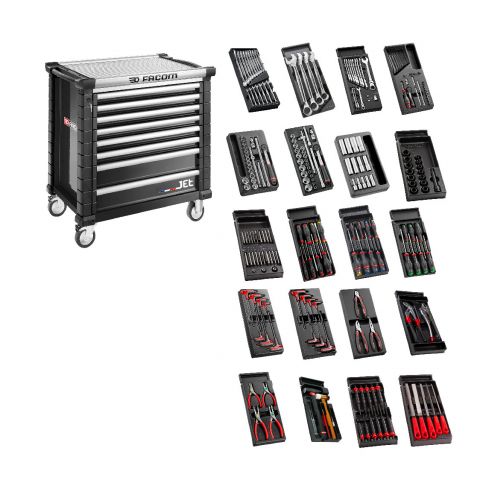FACOM JET4.CM232GCH - 233pc General Metric Tool Kit In Module Trays + Roller Cabinet Black