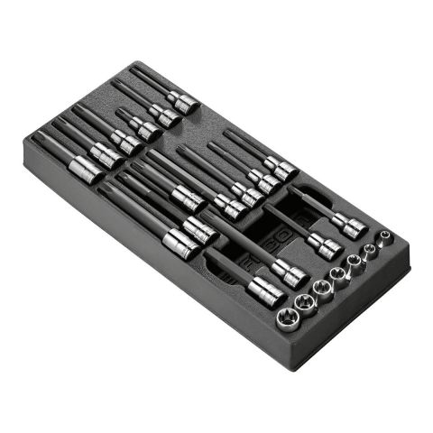 FACOM MOD.CH - 24pc 3/8" + 1/2" Square Drive Metric Hex + Torx + XZN Spline Bit Module