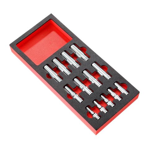 FACOM MODM.HLA - 13pc 3/8" + 1/2" Square Drive Metric 6pt Long Socket Foam Module