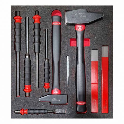 FACOM MODM.MI9XLPB -10pc Point Pein Hammer Impact Tools Foam Module