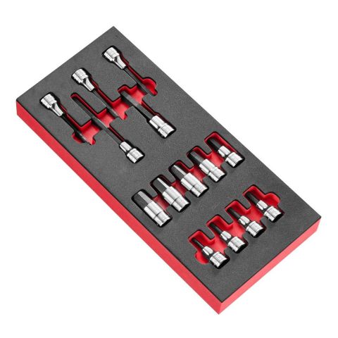 FACOM MOD.SHPB - 22pc 3/8" + 1/2" Square Drive Metric Hex + Torx + XZN Spline Bit Module