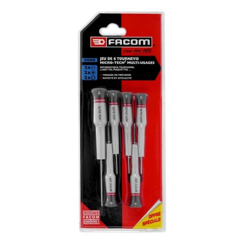 FACOM MT.JE6PB - 6pc Fine Slotted Phillips Torx Micro-Tech Precision Screwdriver Set