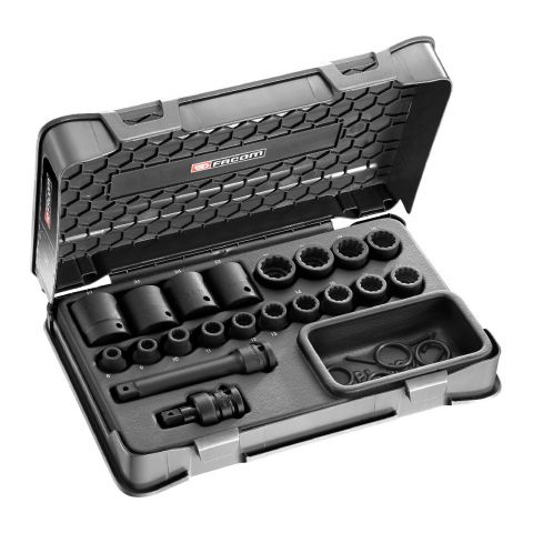 FACOM NSD.500A - 20pc 1/2" Square Drive Metric 12Pt Impact Socket Set + Case
