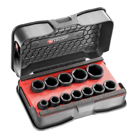 FACOM NSS.J12PB - 12pc 1/2" Square Drive Metric Stubby 6Pt Impact Socket Set + Case