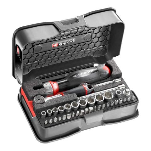 FACOM R.161-6ATCL3PB - 37pc 1/4" Square Drive Metric 6pt Socket + R.161B + Bits Set