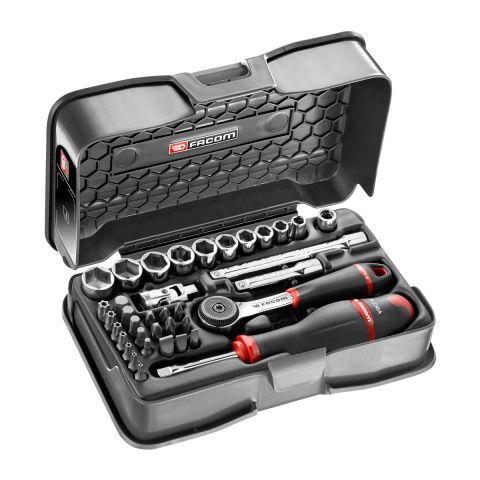 FACOM R.161-6P6 - 37pc 1/4" Square Drive Metric 6pt Socket + R.161B + Bits L6 Set