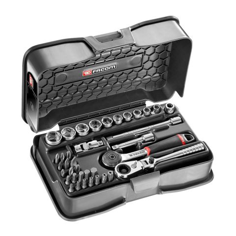 FACOM R.161-6P6HX - 37pc 1/4"SD + 11mmHD Metric 6pt Compact Socket R.180HX + R.161B + Bits Pico Set