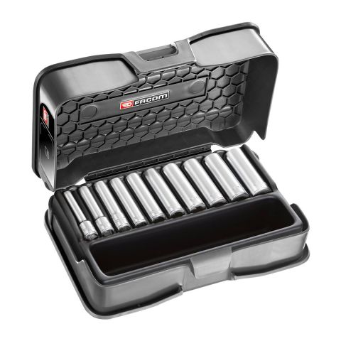 FACOM R.405 - 10pc 1/4" Square Drive Metric 6pt Long Socket Set + Case