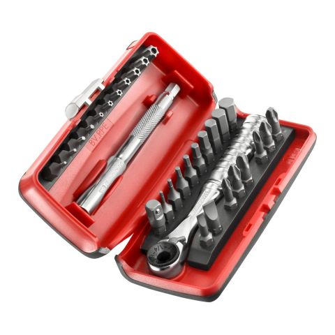FACOM R.PEJ31 - 31pc 1/4" Hex Drive Hinged Head Ratchet R.PE + Bits Set