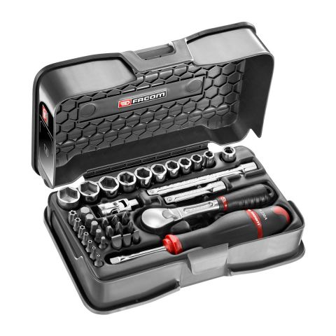 FACOM RL.161-6P6 - 37pc 1/4" Square Drive Metric 6pt Socket + RL.161 + Bits L6 Set