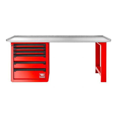FACOM RWS2-2MG6D - Roll Workshop 2m Galvanised Worktop Work Bench + 6 Drawer 3 Mod Base Unit Red