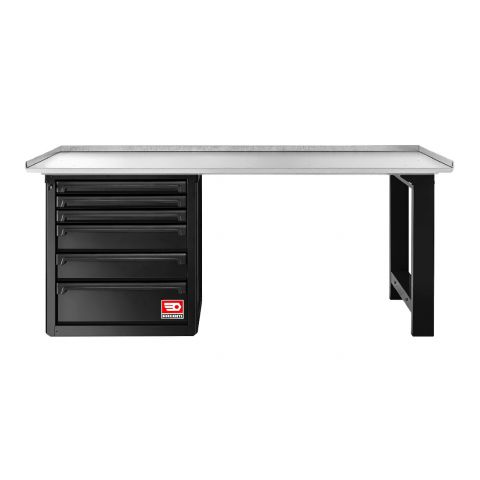 FACOM RWS2-2MG6DBS - Roll Workshop 2m Galvanised Worktop Work Bench + 6 Drawer 3 Mod Base Unit Black