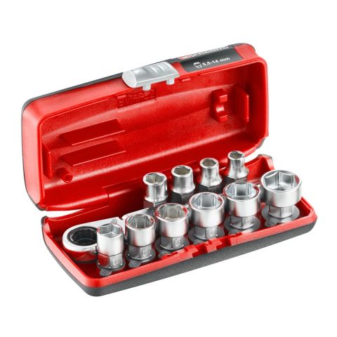 FACOM RXPICOPB - 11pc 1/4"SD + 11mmHD Metric 6pt Compact Socket + R.180HX Pico Set