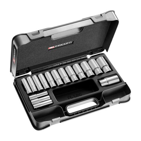 FACOM S.404AE - 16pc 1/2" Square Drive Metric 12pt Long Socket Set + Case