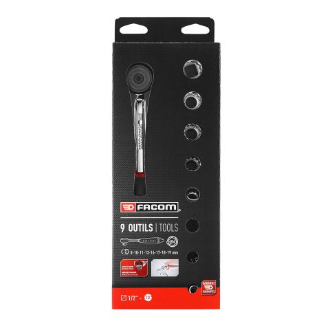 FACOM S.4JE9PB - 9pc 1/2" Square Drive Metric 12pt Socket + S.161B Set