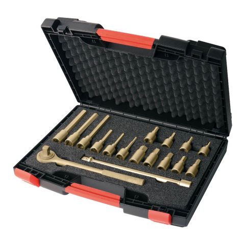 ENDRES 0440058S - 18pc Non-Sparking 1/2" Square Drive Metric Hex Bit Socket Set