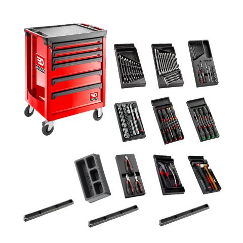 FACOM SL.ROLL.6M3 - 116pc General Metric Tool Kit In Module Trays + Roller Cabinet Red