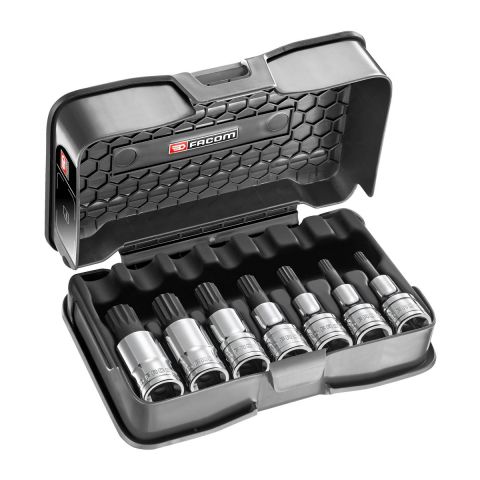 FACOM SV.J7APB - 7pc 1/2" Square Drive XZN Spline Bit Socket Set + Case