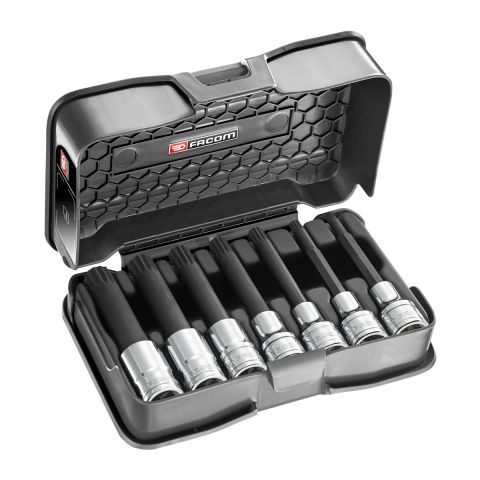 FACOM SVL.J7APB - 7pc 1/2" Square Drive Long XZN Spline Bit Socket Set + Case