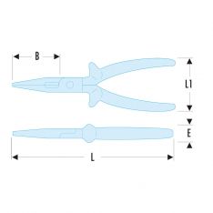 FACOM 185.20AVSE - 200mm Insulated Straight Long Half-Round Combination Pliers