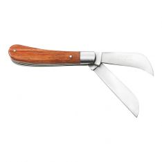 EXPERT by FACOM E117767 - Twin Blade Stainless Steel Electricians Knife Wooden Handle