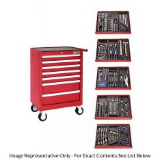 BRITOOL EXPERT E220328B - 285pc General Metric Tool Kit + 7 Drawer Roller Cabinet Red