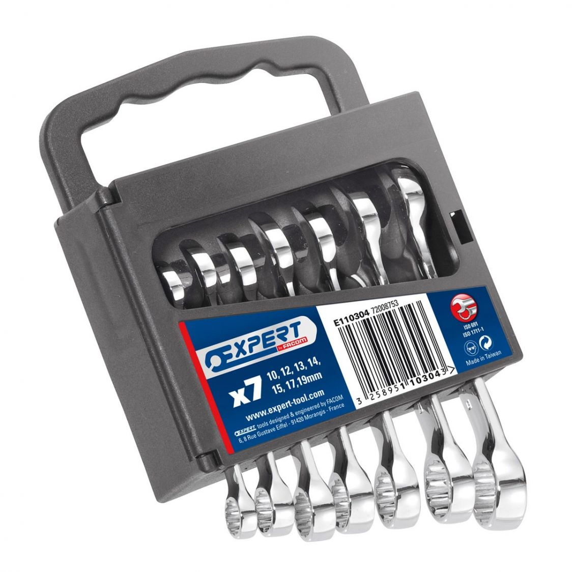 EXPERT by FACOM E110304 - 7pc Metric Stubby Combination Spanner Set + Clip