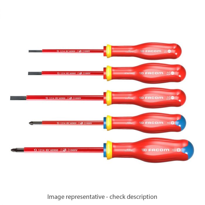 FACOM ATP.J5VE - 5pc Insulated Slotted Phillips Protwist Screwdriver Set