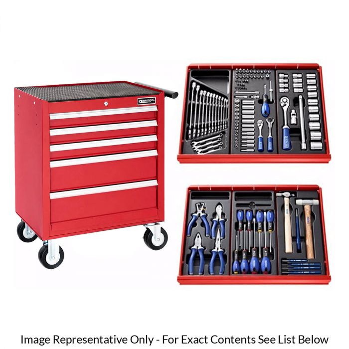 BRITOOL EXPERT E220319B - 123pc General Metric Tool Kit + 5 Drawer Roller Cabinet