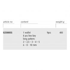 ENDRES 0250005S - 9pc Non-Sparking Long Metric Hex Key Clip Set